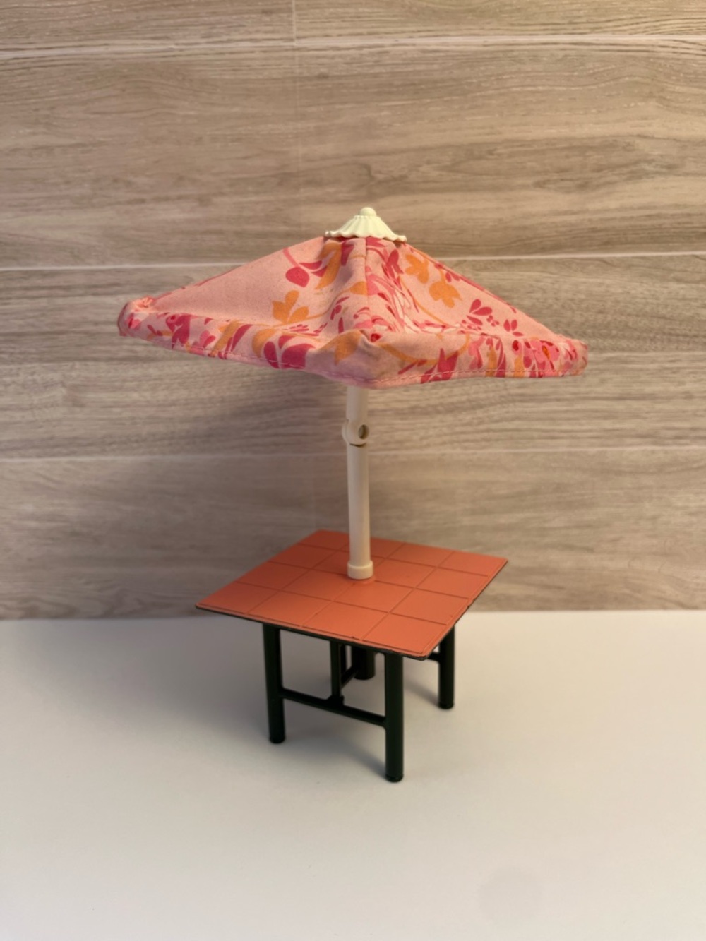 Vintage Fisher Price Loving Family Table With Movable Umbrella